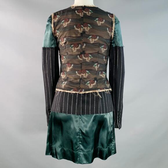 MAISON MARGIELA Size S Black Multi Color Silk Polyester Floral Layered Dress - Picture 4 of 8